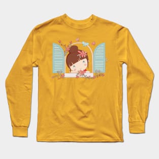 Girl At A Window Long Sleeve T-Shirt